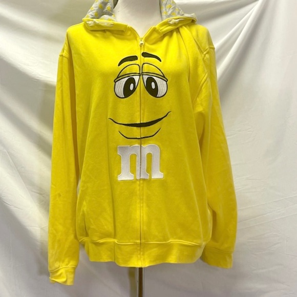 Lemon Yellow M & M’s Hoodie Zip Up Embroidered XXL - Picture 1 of 5